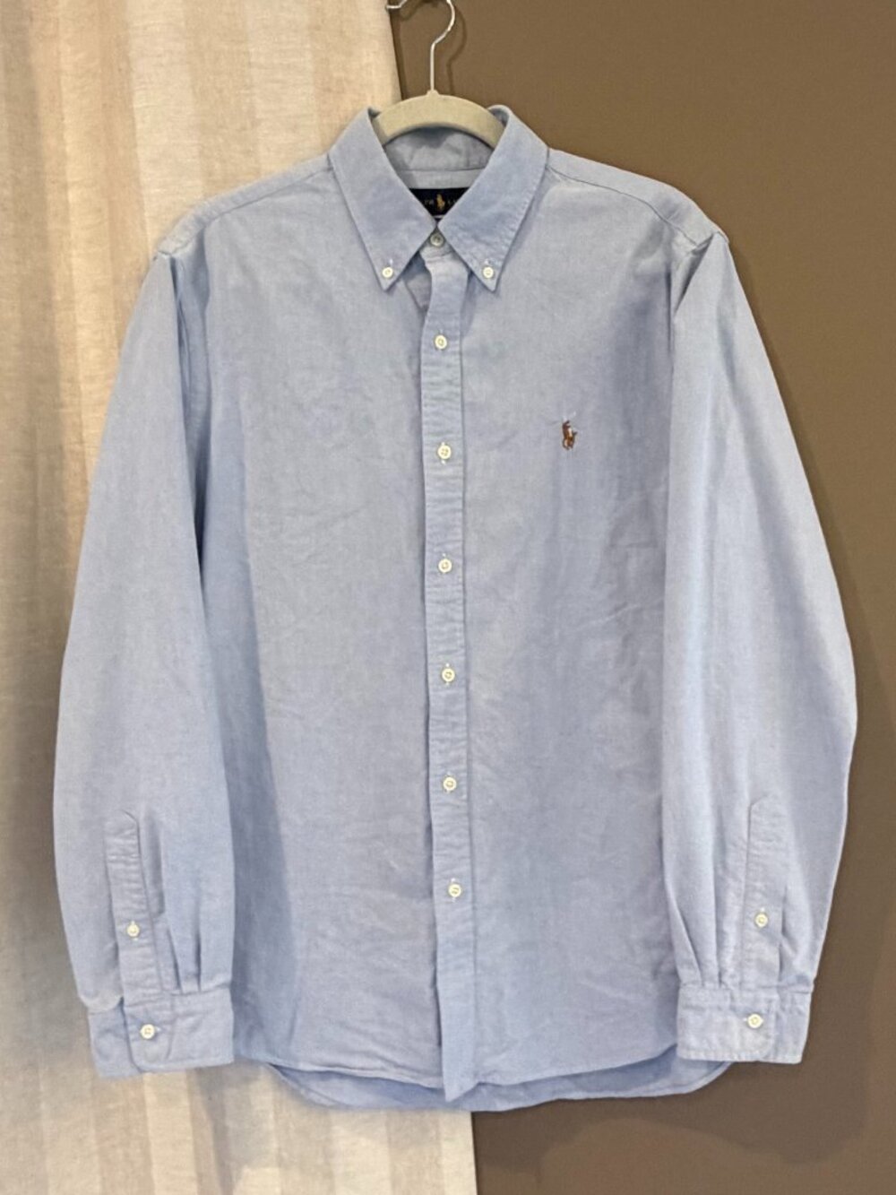 Ralph Lauren Light Blue Iconic Oxford Long Sleeve Shirt Preppy, Size Large